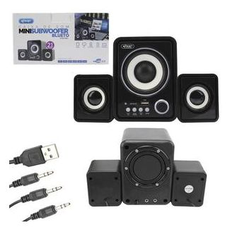 Caixa De Som Mini Subwoofer Bluetooth USB 5W KP-6017BH KNUP