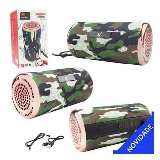 Caixa de Som Bluetooth 5W Rms 150HZ-20KHZ Atende chamadas Entrada USB Auxiliar Micro SD Tecido Camuflado XTRAD XDG-153