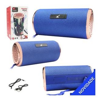 Caixa de Som Bluetooth 5W Rms 150HZ-20KHZ Atende chamadas Entrada USB Auxiliar Micro SD Tecido Azul XTRAD XDG-153