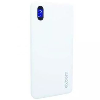 Carregador Portatil Power Bank 1 Porta USB Display Led Bateria 10000mAh Celular Tablet e Cabo USB V8 Branco EXBOM PB-M81