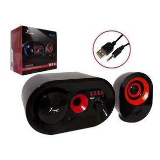 Caixa De Som 2.1 Subwoofer Com Bluetooth Fm Usb Sd Card E Cabo Auxiliar 16W Vermelho Kp-6013
