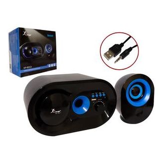 Caixa De Som 2.1 Subwoofer Com Bluetooth Fm Usb Sd Card E Cabo Auxiliar 16W Azul Kp-6013