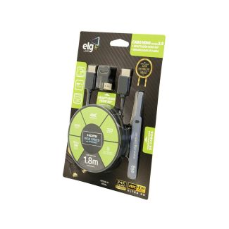 CABO HDMI ELG HS18L 2.0 + ADAPT 90 1.8M Adaptador Hdmi 90 
