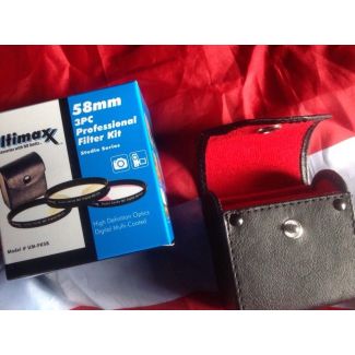 Kit 3 lentes ultimax 58mm com case , cpl, fl-d Uv, Kit de Filtro Polarizador e Fld Deluxe
