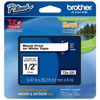 Fita Tze Tz 231 Compatível P/ Rotulador Brother Branca 12mm Original (