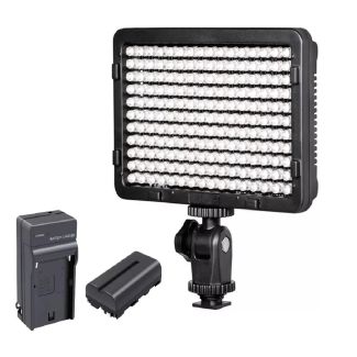 Iluminador 160 Leds KIT carregador Bat Pro P/ Filmadora E Dslr Canon Nikon PT-176S