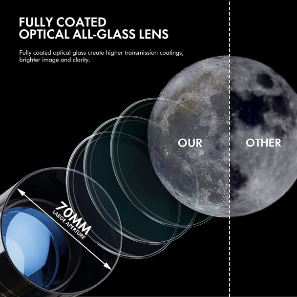 Telescópio refratores astronômicos de 70 mm Multi-Revestido