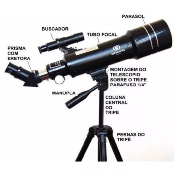 Telescópio Greika 40070m Refrator Azimutal 70mm Focal 400mm