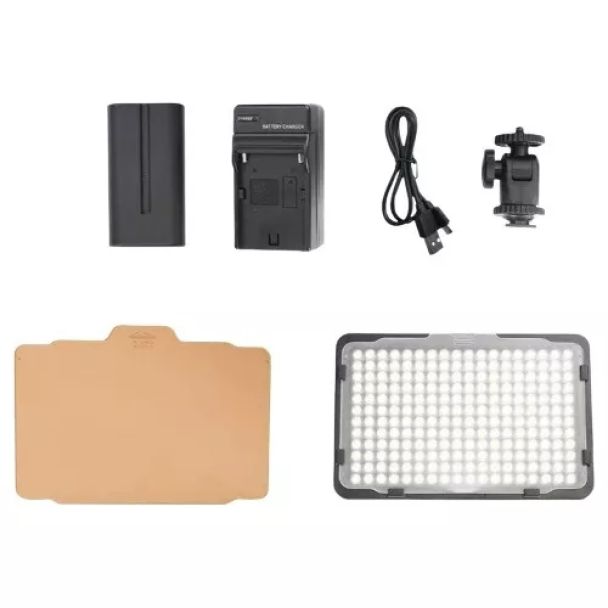 Iluminador 160 Leds KIT carregador Bat Pro P/ Filmadora E Dslr Canon Nikon PT-176S