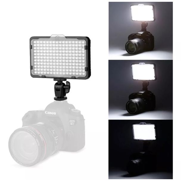 Iluminador 160 Leds KIT carregador Bat Pro P/ Filmadora E Dslr Canon Nikon PT-176S