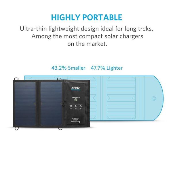 Carregador solar portátil Anker 15W Dual Portas USB Qualidade Anker