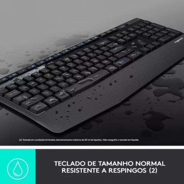 Kit de teclado e mouse sem fio Logitech MK345 Português Brasil de cor preto versão II
