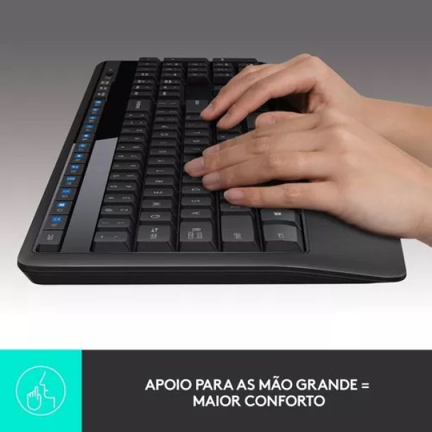 Kit De Teclado E Mouse Sem Fio Logitech Mk345 Português Brasil De Cor Preto