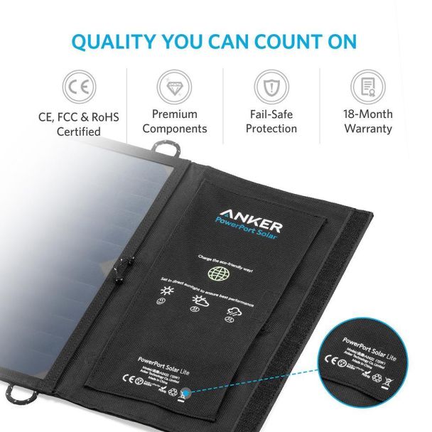Carregador Solar Anker 21W 2 portas USB portátil Solar para iPhone, Galaxy